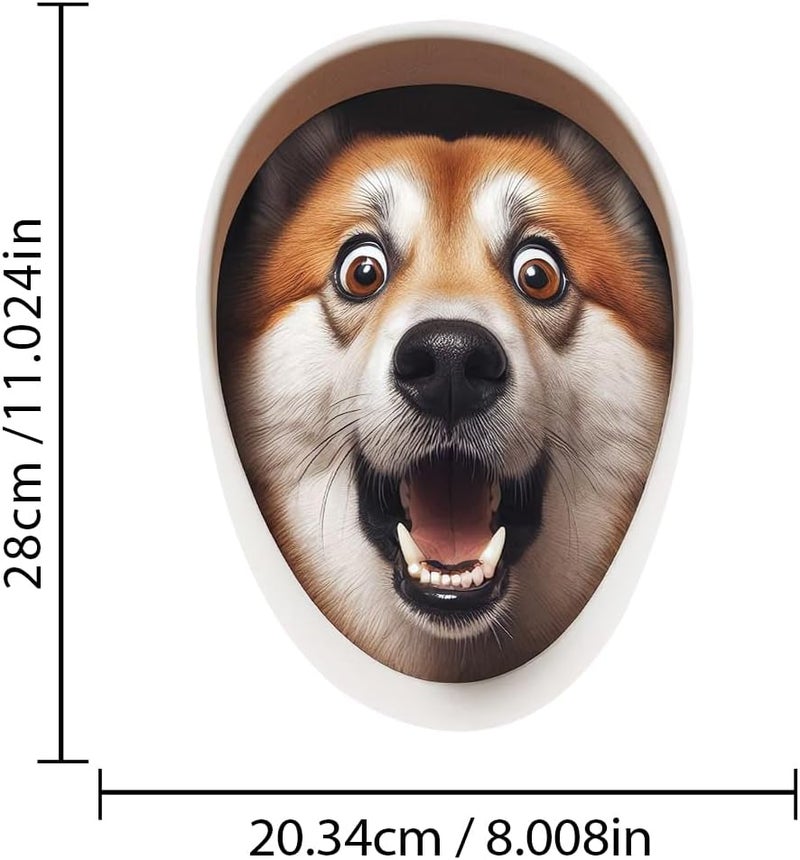 Iprokiu Cute Animal Toilet Sticker Waterproof 3D Funny Dog Cracking Toilet Seat Lid Decal Bathroom Wall Sticker Squirrel Toilet Lid Decal Home Decoration (Brown Dog) - Image 4